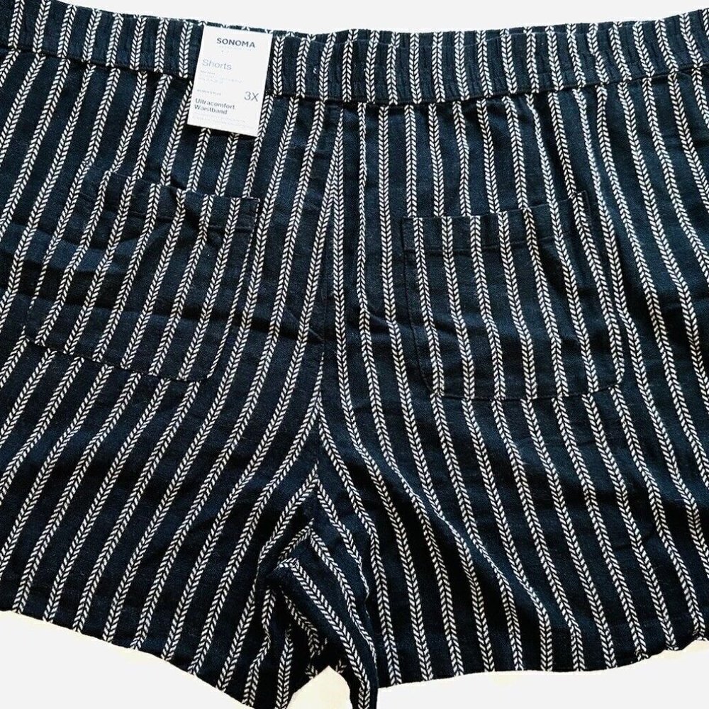 NWT SONOMA Women High Rise Pockets Ultra Waistband Striped Shorts Plus Size 3X - Picture 2 of 7